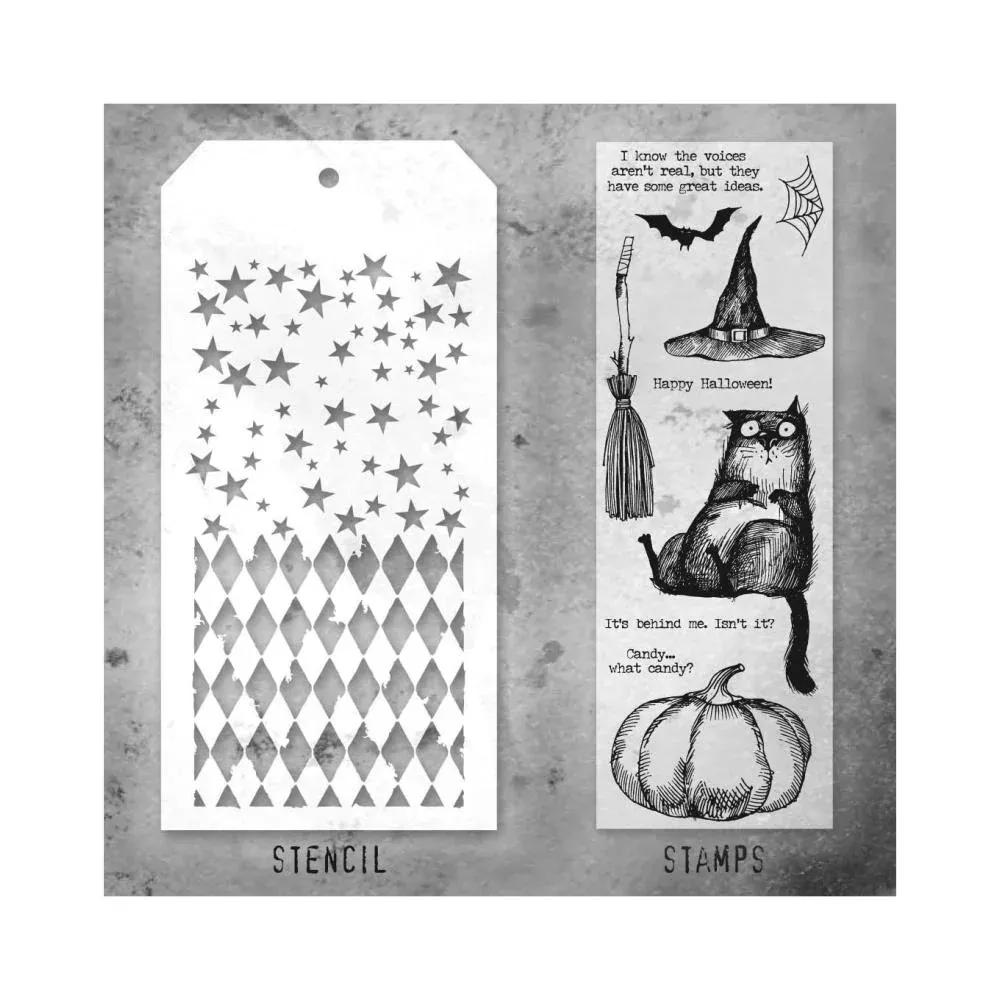 Stampers Anonymous Mixed Media Stamps & Stencil - Set #25, THMM125