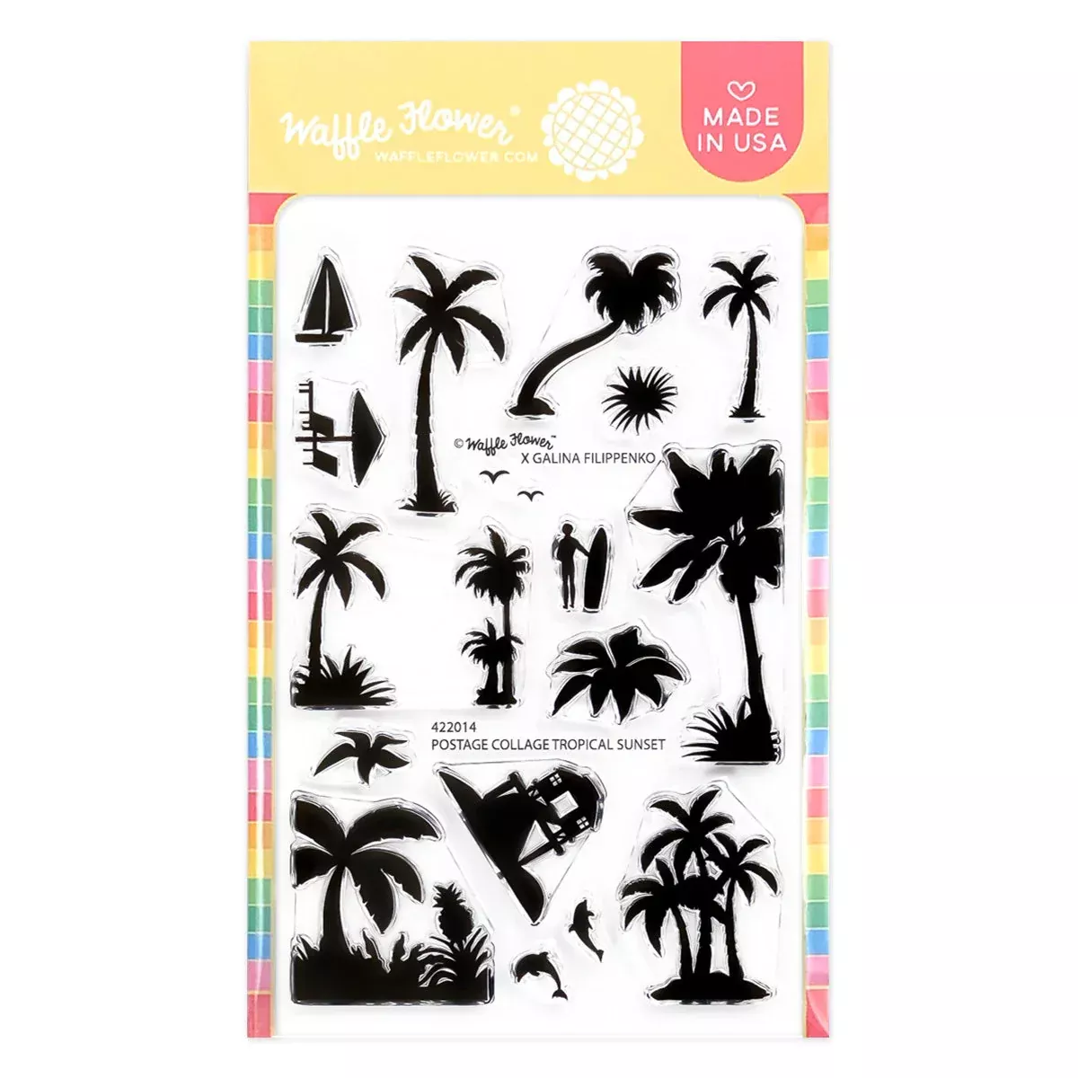 Stamps: Waffle Flower-Postage Collage Tropical Sunset Stamp Set