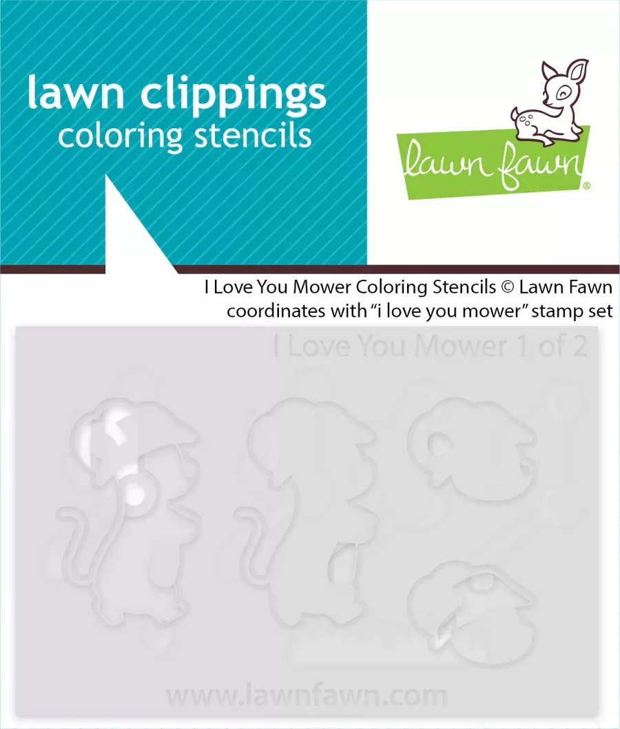 Stencils: Lawn Fawn-I Love You Mower Coloring Stencils