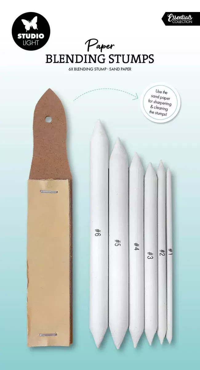 Studio Light - Drawing Tools Paper Blending Stumps & Sand Paper Essentials 7 Pieces