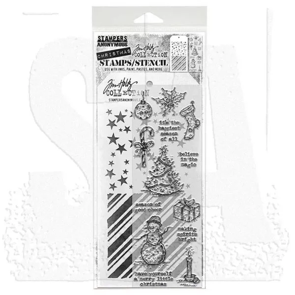 Tattered Christmas - Tim Holtz Mixed Media Stamps & Stencil Set - Stampers Anonymous