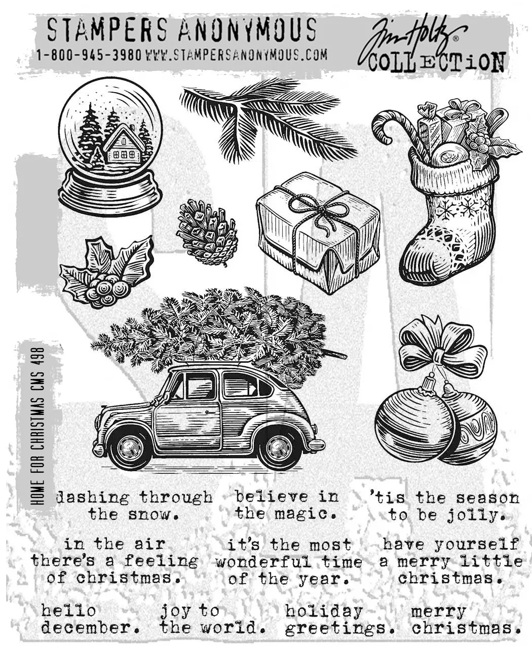 Tim Holtz Cling Stamps 7"X8.5" Home For Christmas