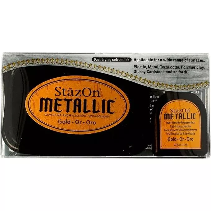 Tsukineko Stazon METALLIC GOLD Ink Pad and Refill SZ-000-191
