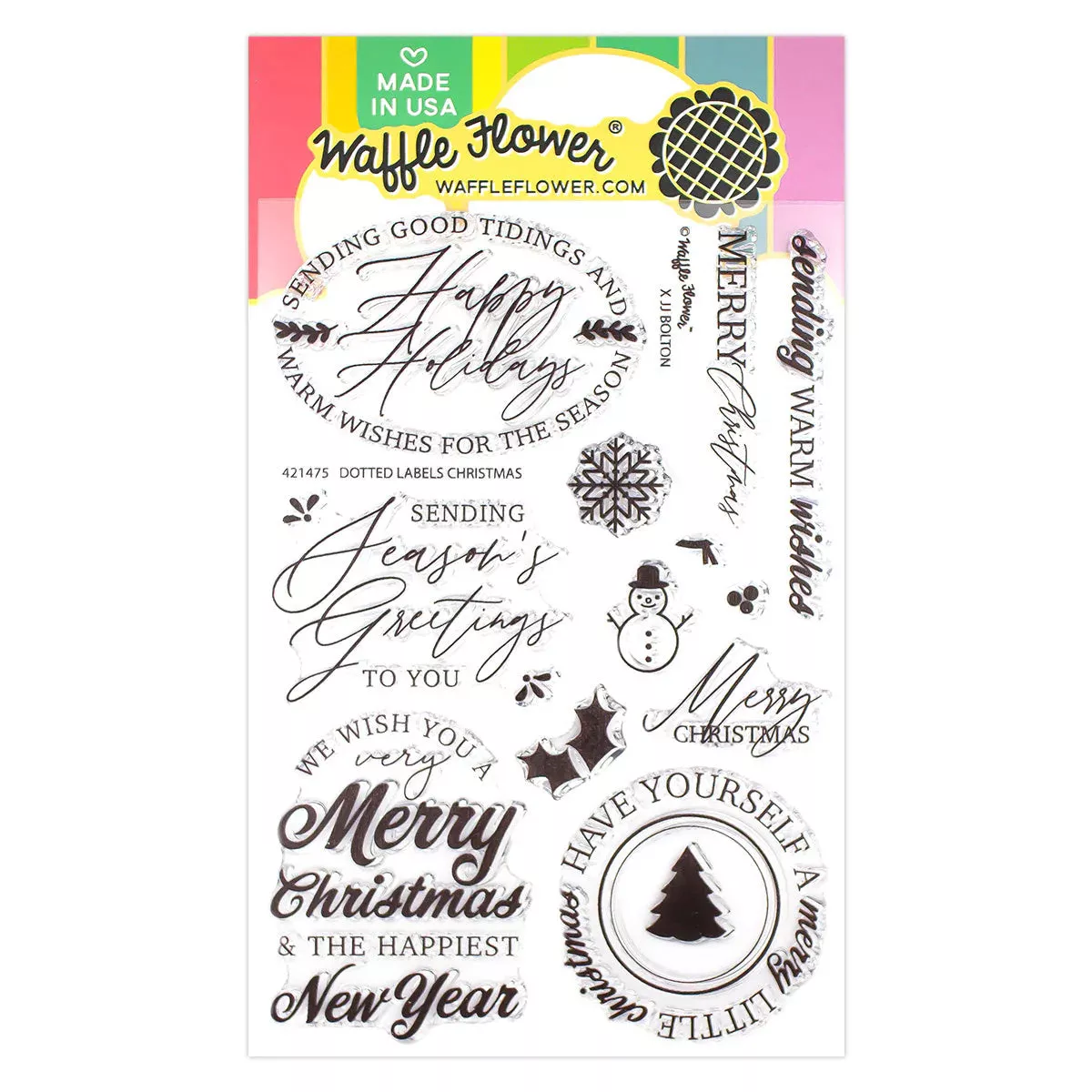 Waffle Flower Dotted Labels Christmas Stamp Set