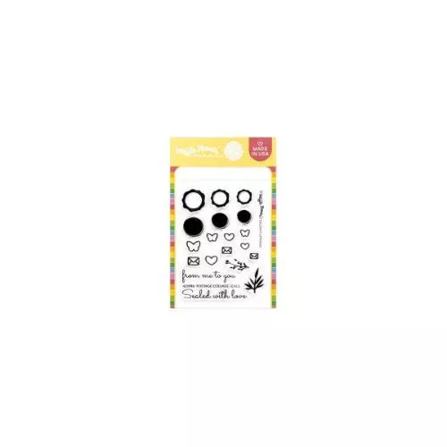 Waffle Flower Postage Collage Mini Seals Stamp Set