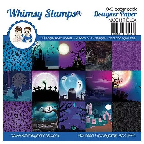 Whimsy Stamps Haunted Graveyard 6 x 6 Paper Pad wsdp41*