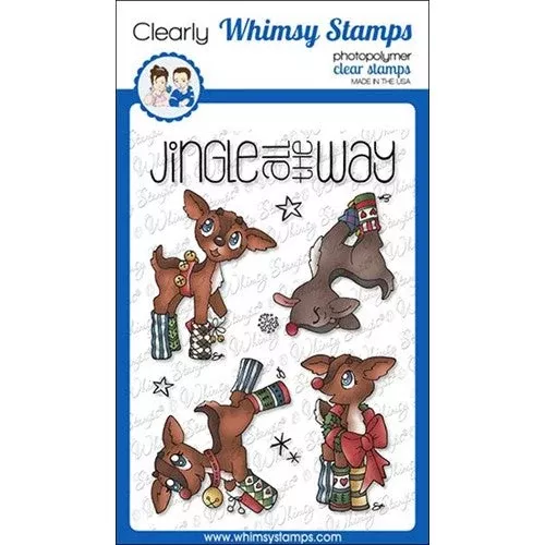 Whimsy Stamps Reindeer Games Jingle All The Way Clear Stamps bs1051*