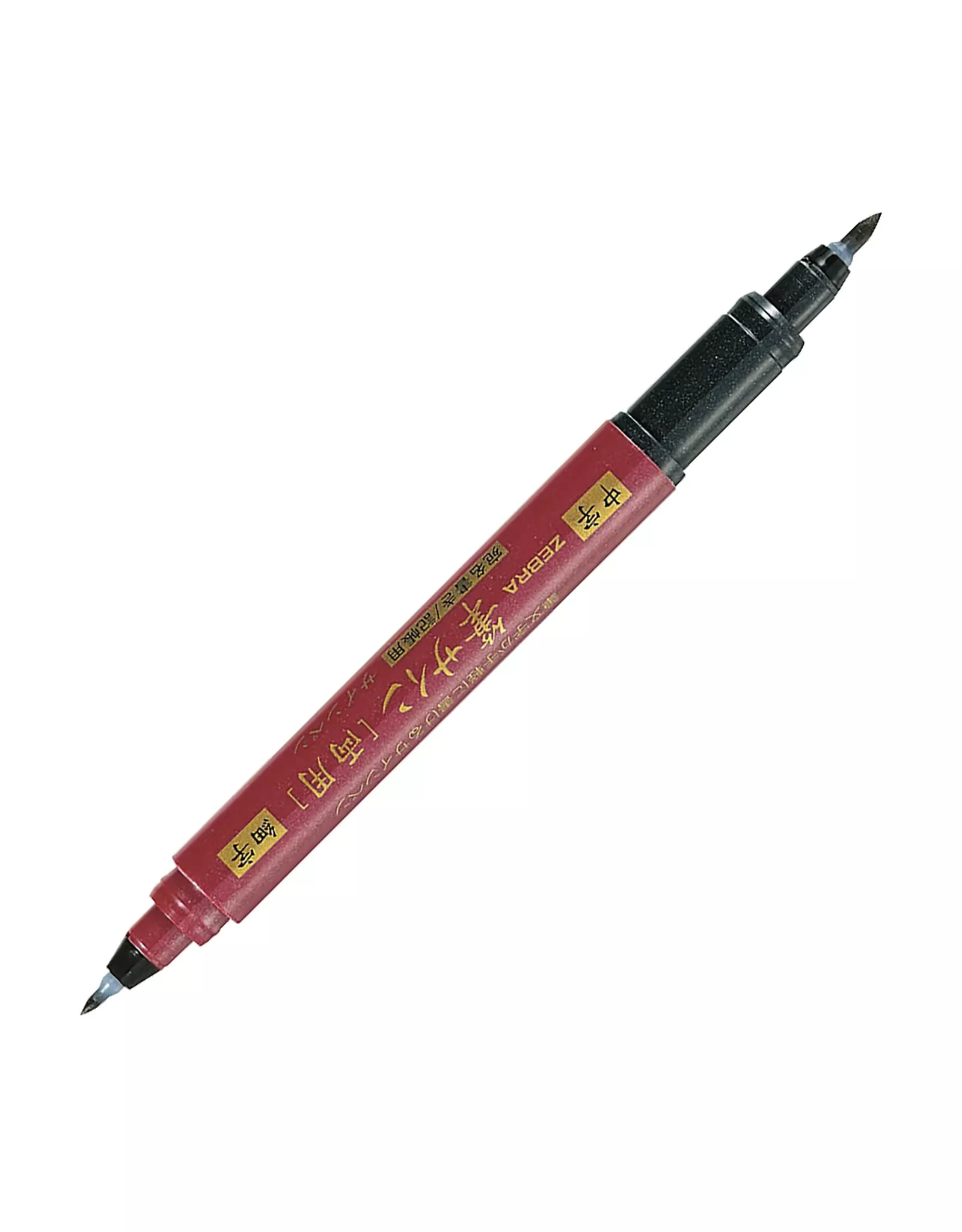 Zebra Double Ended Brush Pen, Fine/Medium, Black