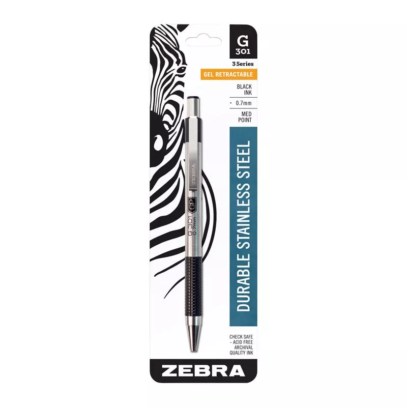 Zebra G-301 Black Retractable Gel Pen