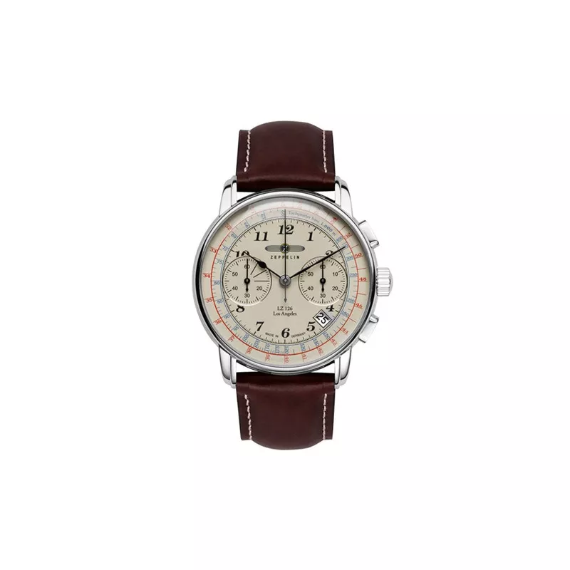 Zeppelin LZ126 Los Angeles Quartz Watch, Cream, 42 mm, Chronograph, 7614-5
